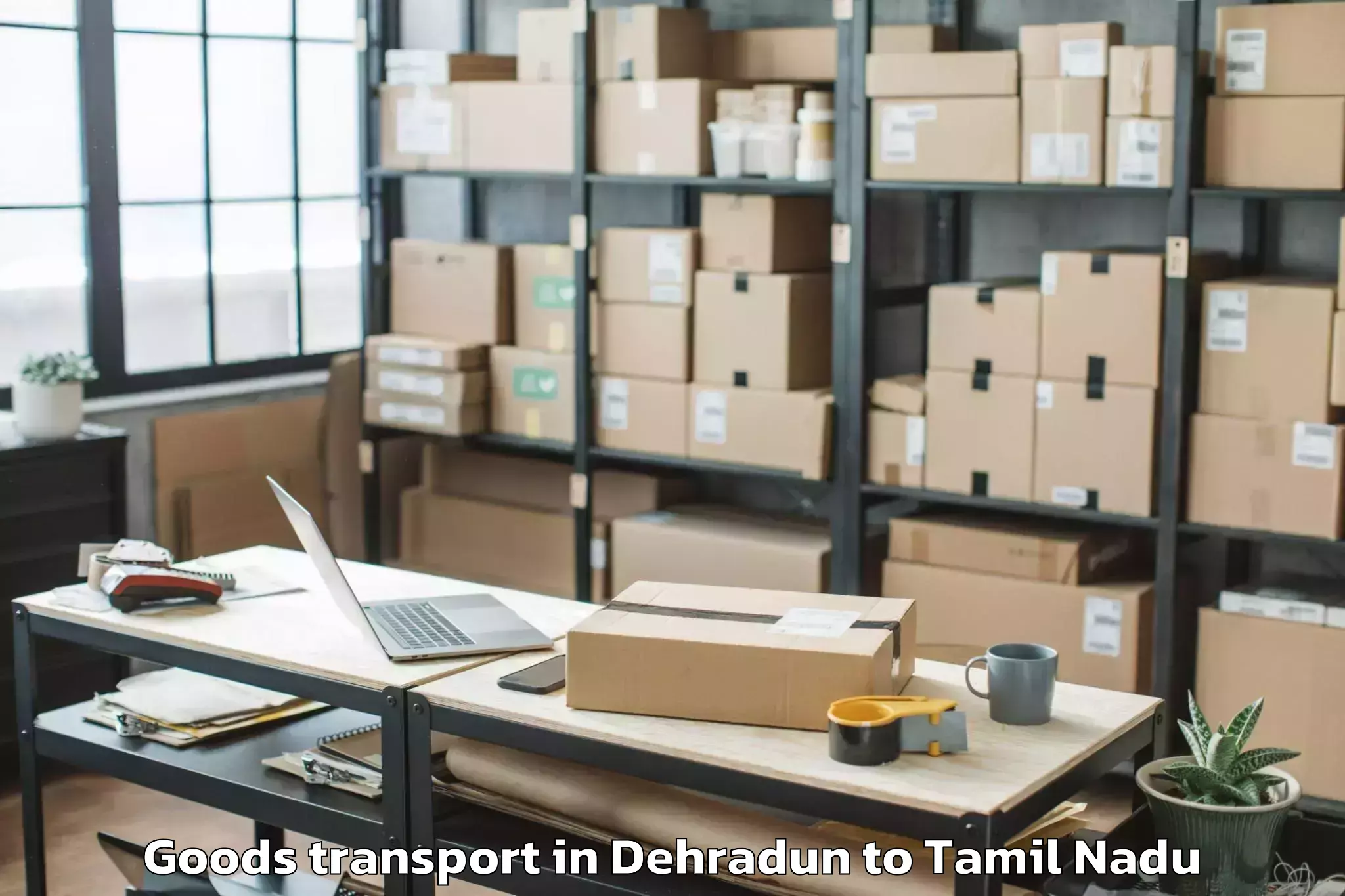 Trusted Dehradun to Vadamadurai Goods Transport